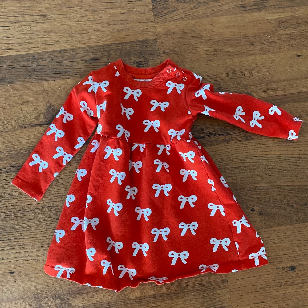 Hanna Andersson red and white bow dress